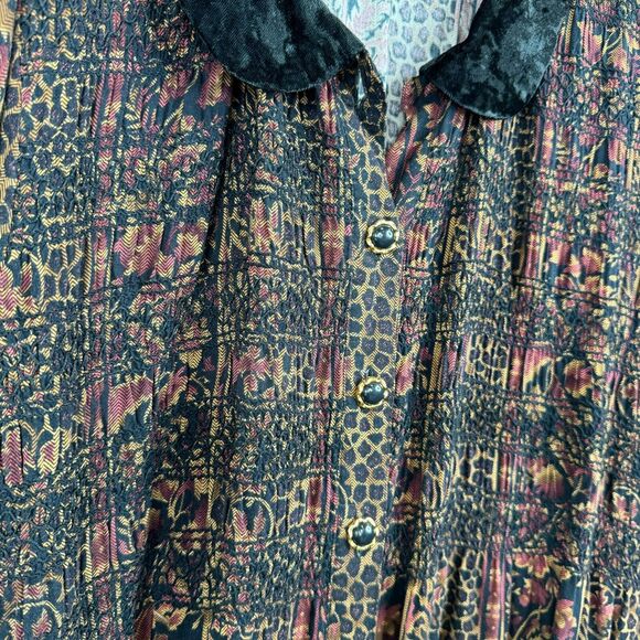 More Jazz Women Floral Print Button Up Shirt Dress Long Sleeve Size 16 Boho Core - Picture 6 of 11